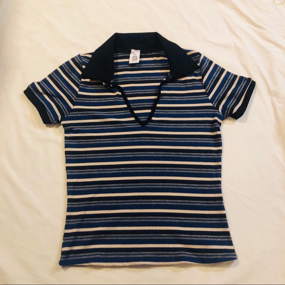 Pacsun Striped Ribbed Polo Tee - Picture 2 of 5